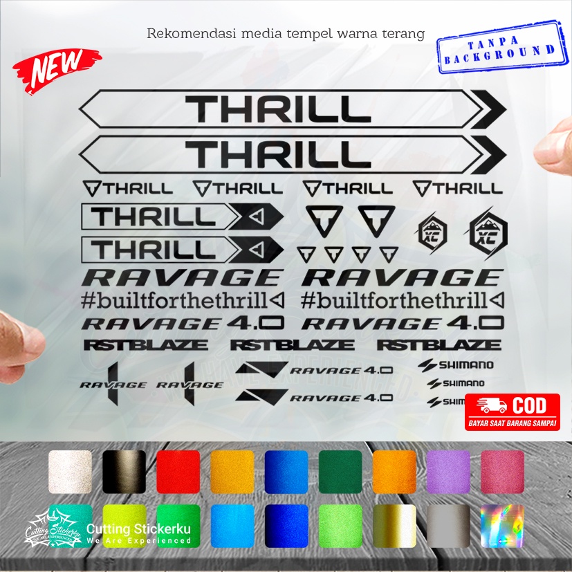 Cutting Stiker Thrill Ravage 4.0 Set Dewasa Variasi Sepeda Sticker Frame Aksesoris Body Style Lipat Keren Decal Striping Bike Road Fixie Mtb Balap  Timbul Universal Murah Reflective Nyala Tahan Air Bodi Hologram Batang Gunung Anak Sepedah Kustom Modif