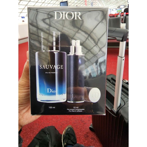 Parfum Original Dior Sauvage For Men EDP Gift Set / Travel Set 100ml + Travel Spray 10ml