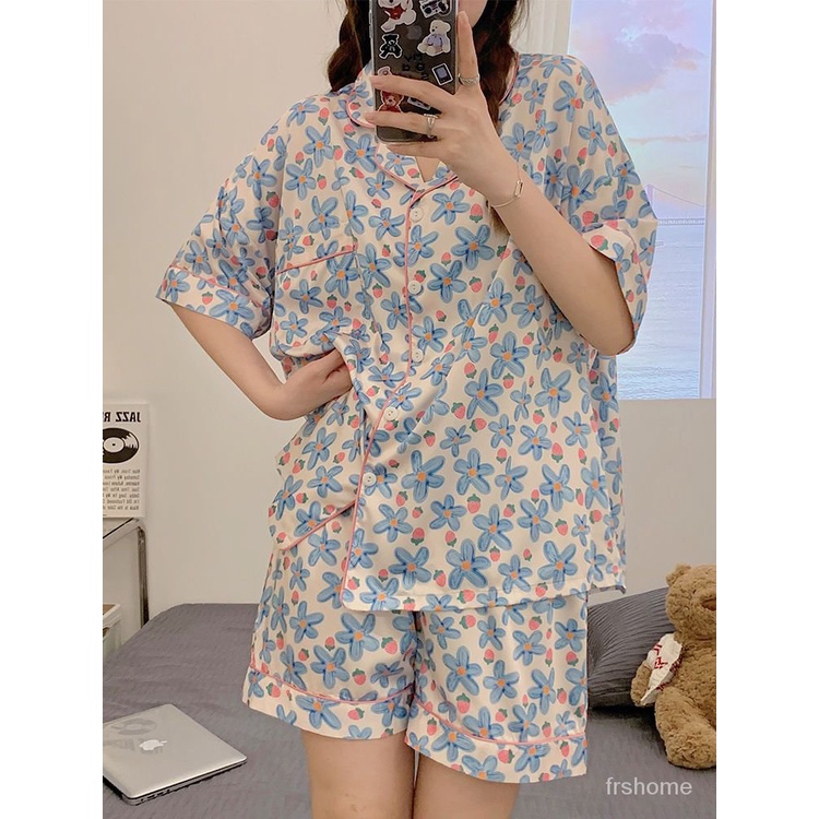 Di musim panas 2022, piyama baru Ins, Strawberry Flowers Sweet Girl Can Wear Home pakaian di musim p