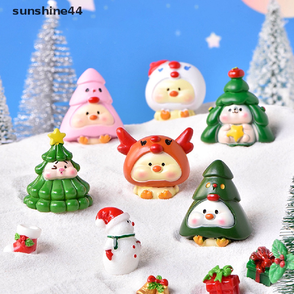 Sunshine Pohon Natal Elk Deer Snowman Model Patung Aksesoris Dekorasi Peri Taman.