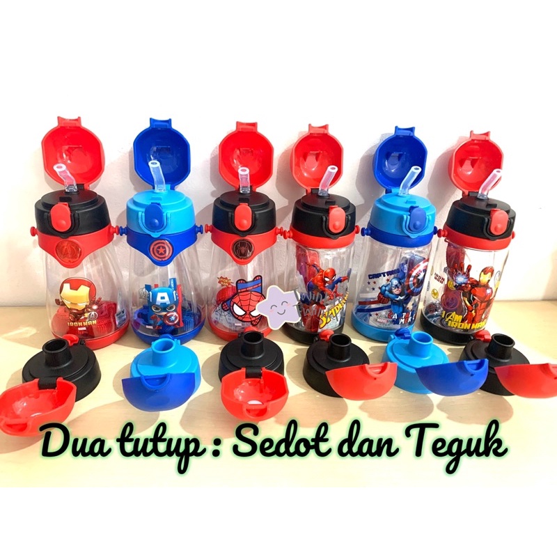 Botol Minum Sedot Spiderman Super Hero / Botol Minum Anak / Botol Minum spiderman captain