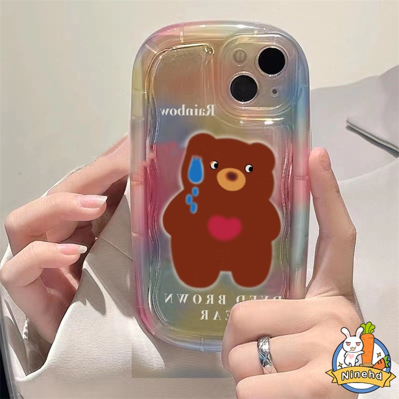 IPHONE Casing Kompatibel Untuk Iphone14 13 12 11 Pro Max X Xr Xs Max8 7 6 6s Plus Se2020Ananan Lucu Imut Beruang Ponsel Case Pelindung Lensa Warna Warni Halo Dye Silikon Soft Case Cover Pelindung