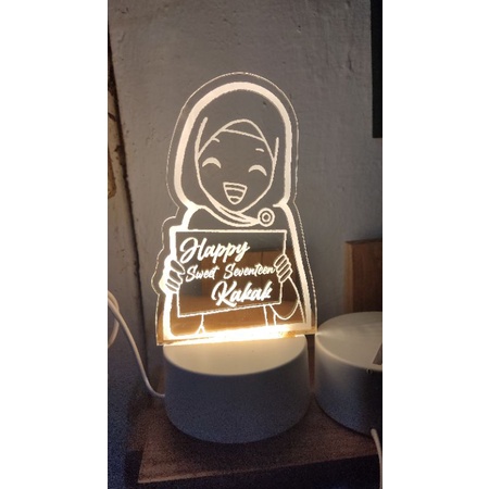 lampu tidur custom akrilik 3 warna