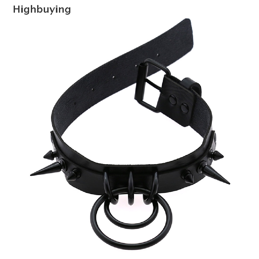Hbid Gothic Perhiasan Punk Goth Choker Wanita Kerah Unisex Rivet PU Leather Necklace Glory