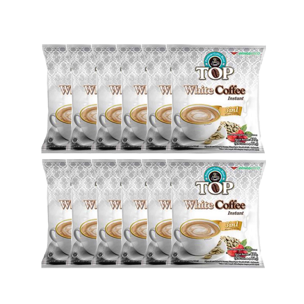 Top White Coffee/ Kopi Instant 3 in 1/ Kopi 1 Renceng Isi 12pcs