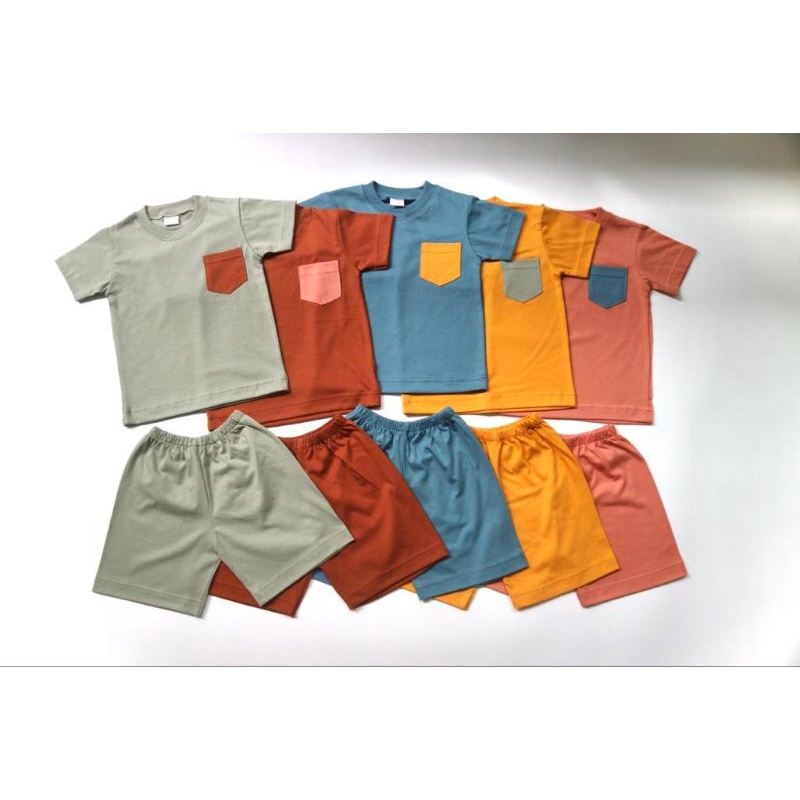 Minimine - Cale Set / setelan anak usia 1-10 tahun / setelan celana pendek dan kaos anak / baju bermain anak / setelan anak lucu murah bagus