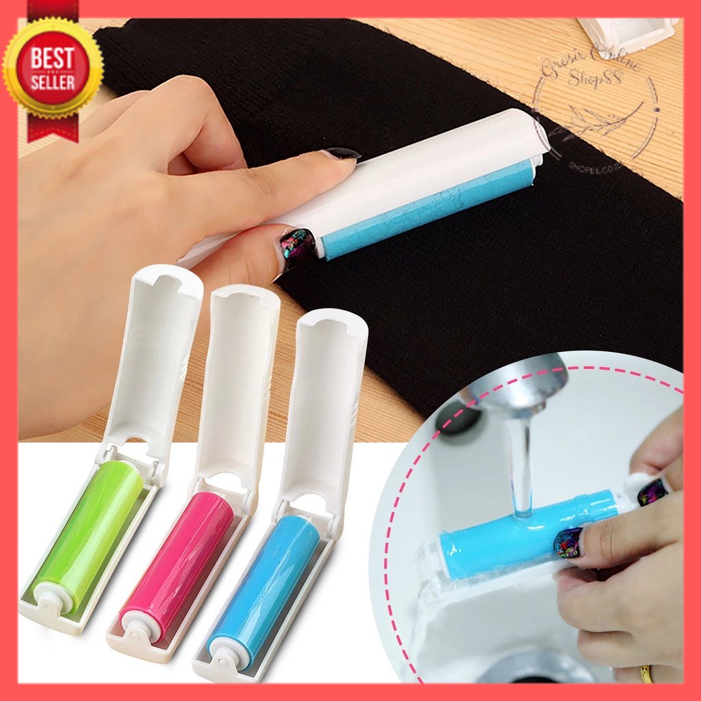 GOS -A402- Roll Mini Pembersih Bulu - Sticky Lint Roller Lipat - Washable Foldable Sticky Lint Brush