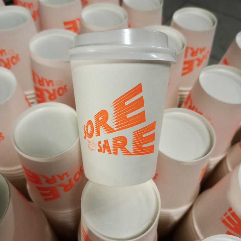 sablon paper cup + lid murah
