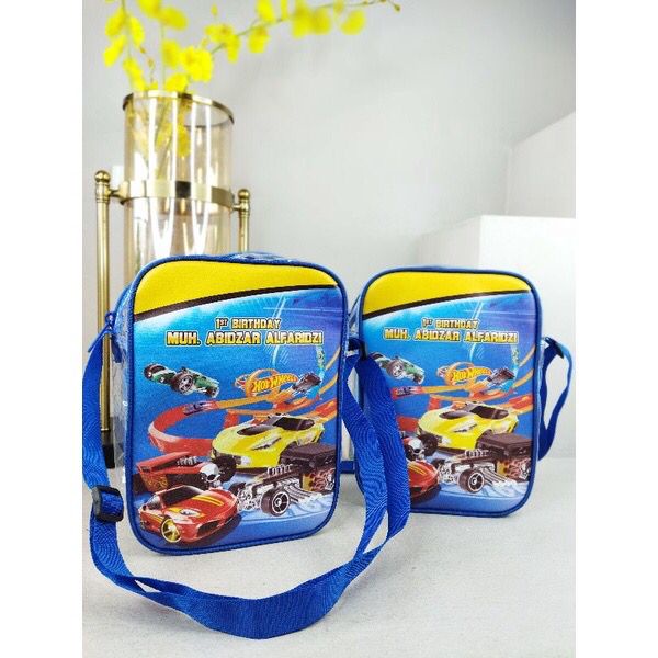Tas Selempang Mika/Tas Souvenir Ulang tahun Anak/Tas Custom Design sesuai permintaan/free nama satu 