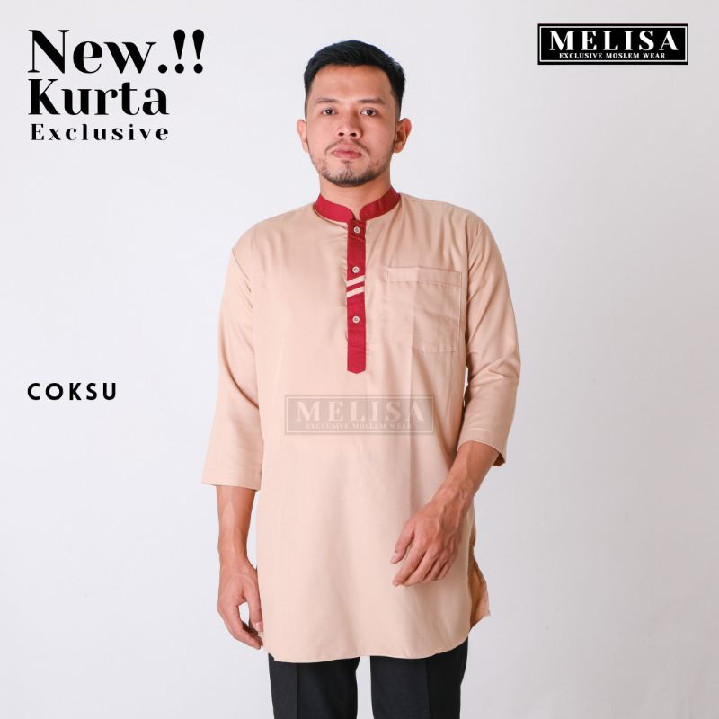 Koko Kurta Dewasa Baju Koko Kurta Pria Lengan 3/4 Warna Coklat Susu Bahan Toyobo Super Premium