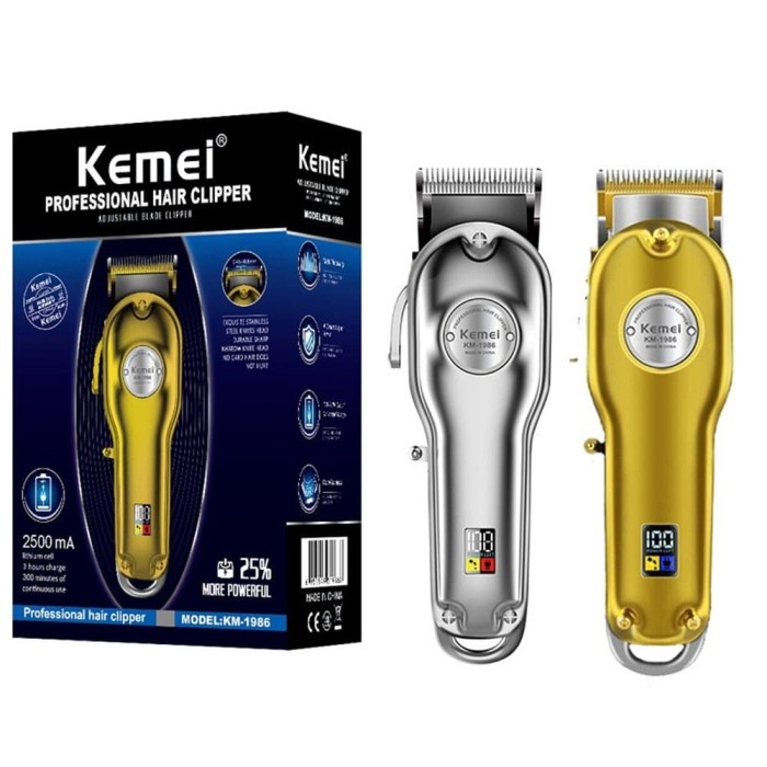 Kemei KM-1986 Alat Cukur Kemei LCD Cordless Hair Clipper Original-gold