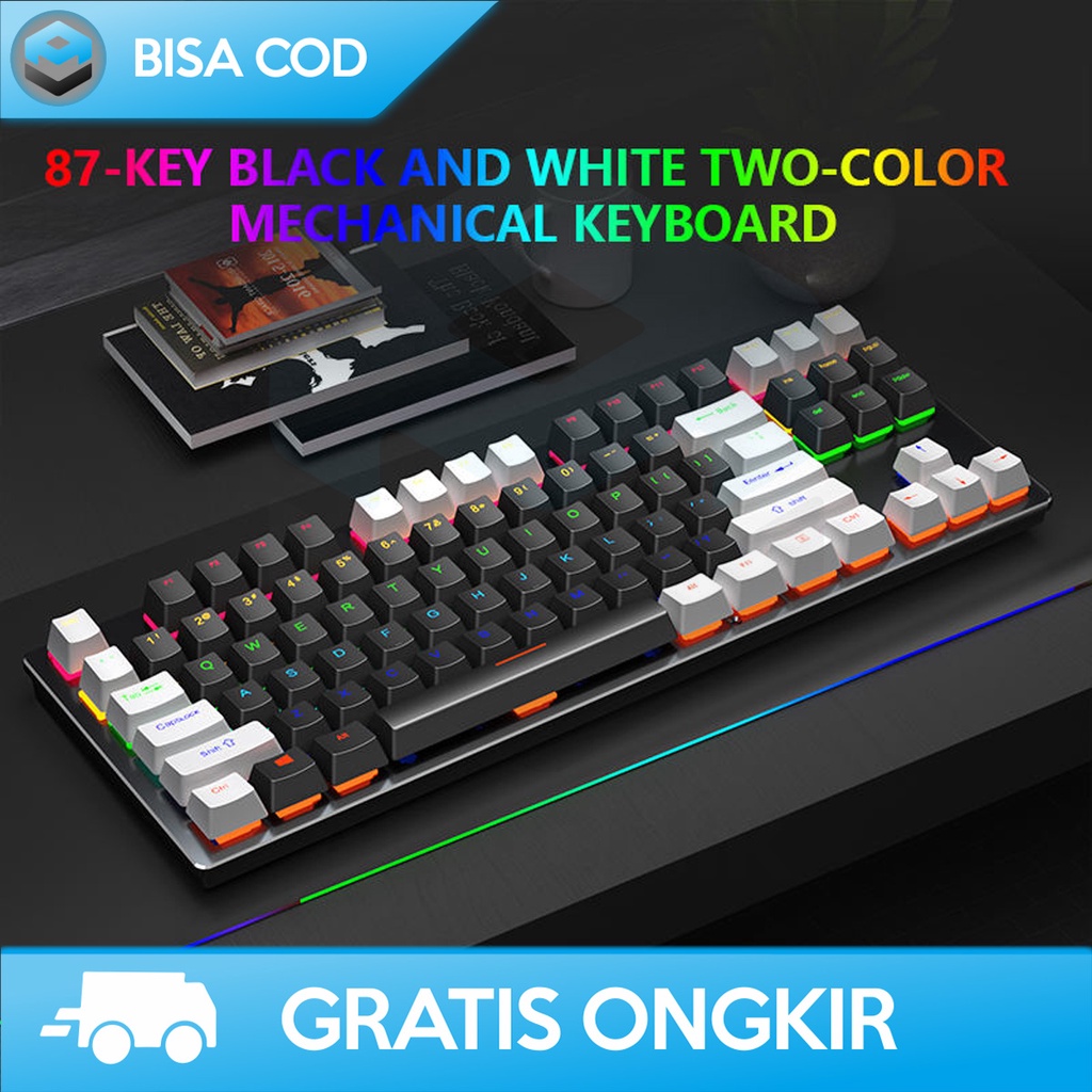 KEYBOARD GAMING 87 KEYS KEYBOARD MEKANIKAL WIRED K550 DESAIN ERGONOMIS