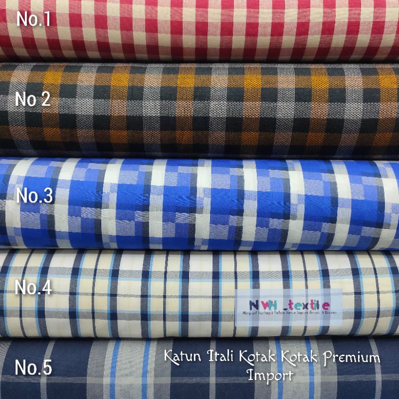 KAIN KATUN ITALI KOTAK KOTAK PREMIUM IMPORT BAHAN KEMEJA