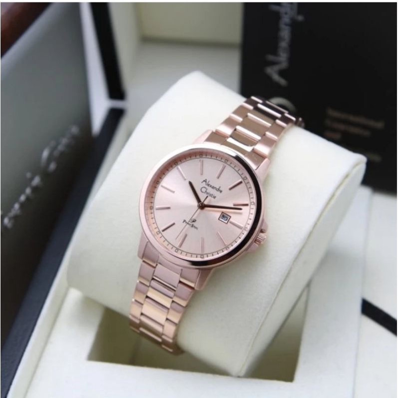 Alexandre Christie 1014 Wanita RoseGold Rantai Original