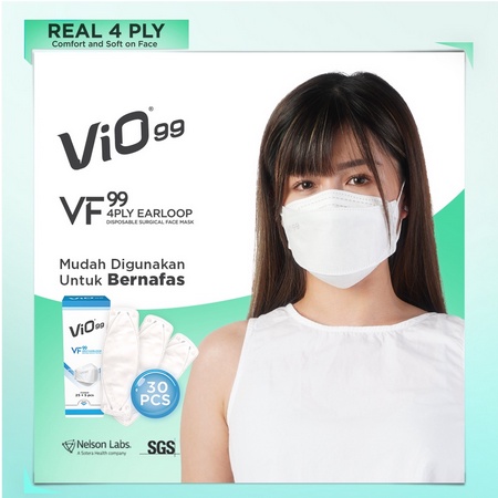 Masker Medis Vio KF94 VF99 4 PLY  30 PCS  Earloop KEMENKES Surgical Disposable Face Mask