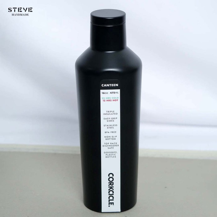 Corkcicle Custom Nama / Logo Waterman Black 16oz Canteen Botol Tumbler