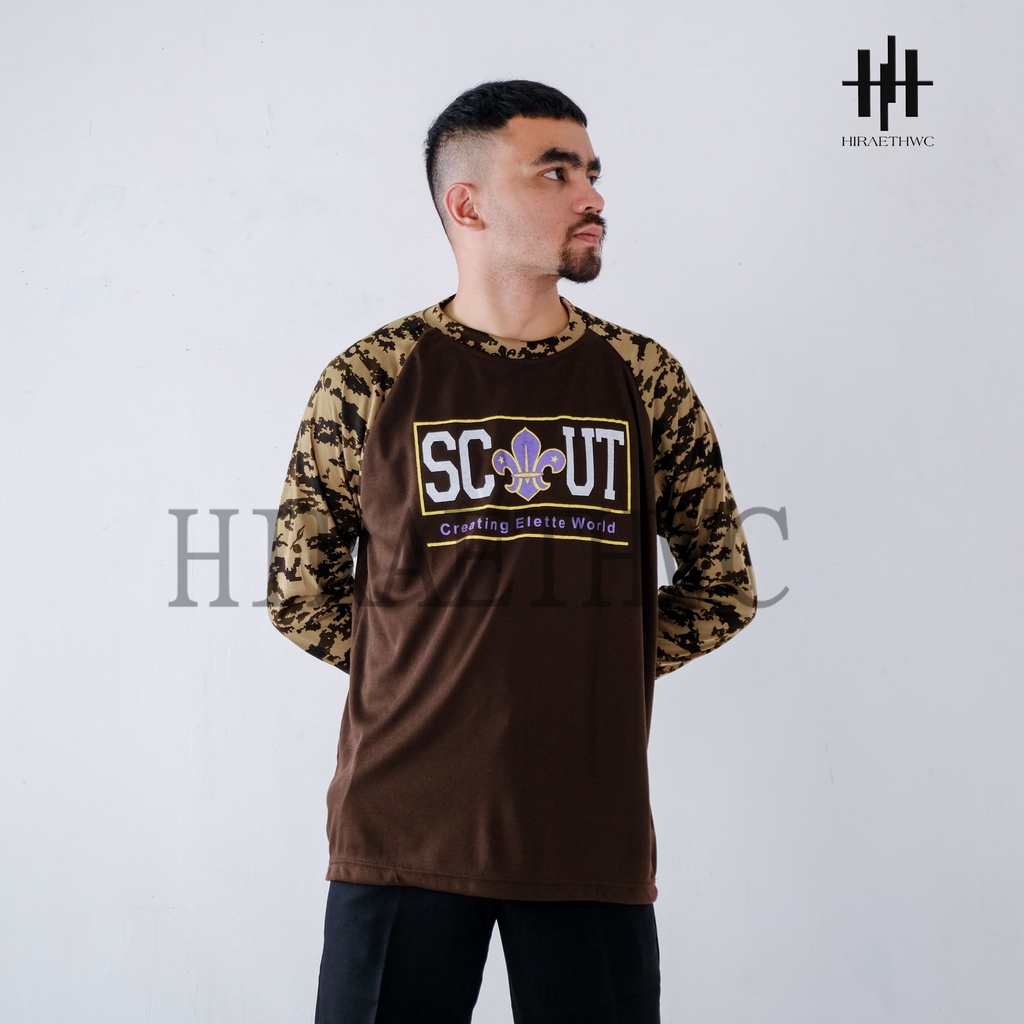 KAOS LORENG PRAMUKA SCOUT RAGLAN BAJU LORENG PRAMUKA BDU LAPANGAN TERBAIK