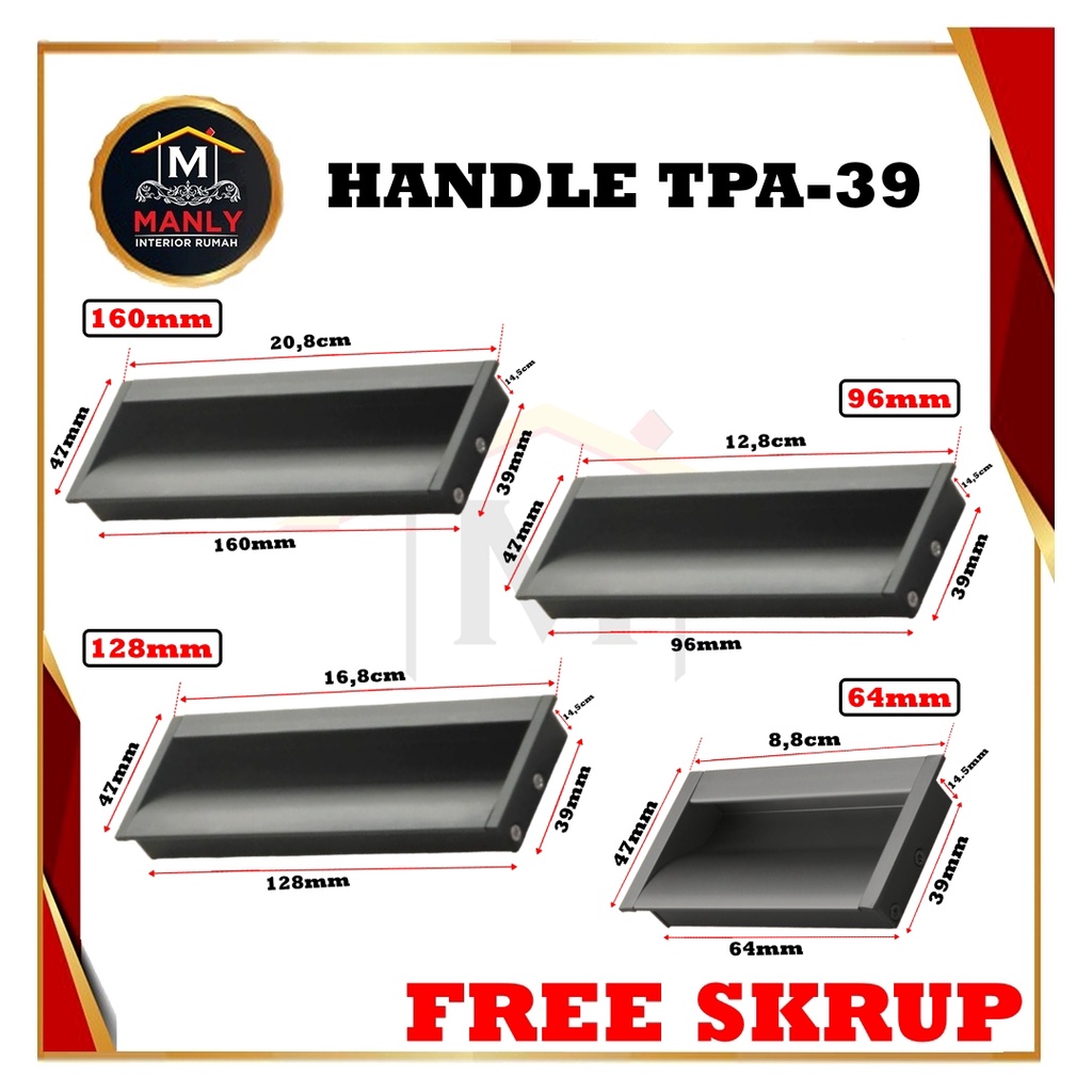 HANDLE TANAM HUBEN / TARIKAN TANAM HUBEN TPA 39 HITAM DAN GOLD