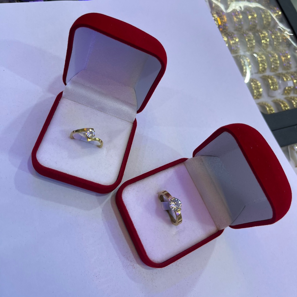 Kotak cincin couple BLUDRU tempat cincin sepasang 2 cincin model Segi 4 untuk Lamaran Kotak Cincin Kawin