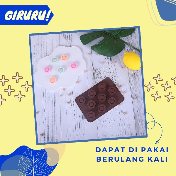 Cetakan Coklat Silikon Motif Gear / Cetakan Coklat Jelly Pudding es Batu / Cetakan Molds Silicone tahan panas Serbaguna