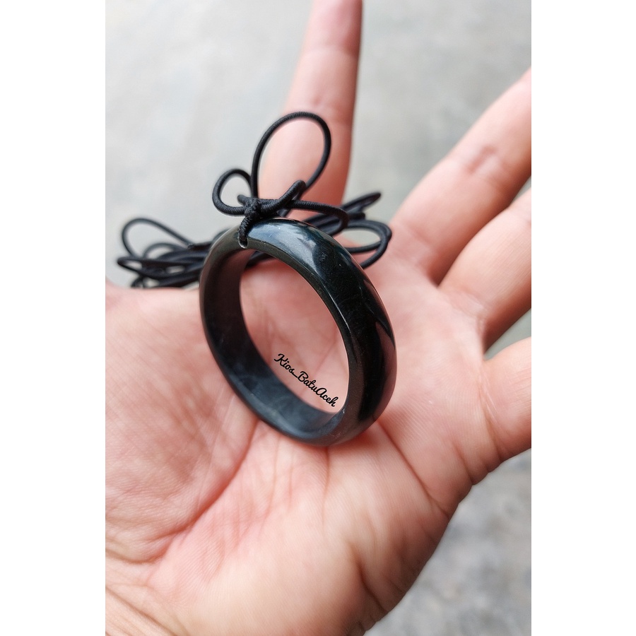 Cincin Pria Dewasa Batu Giok Black Jade Asli Aceh Nempel Magnet