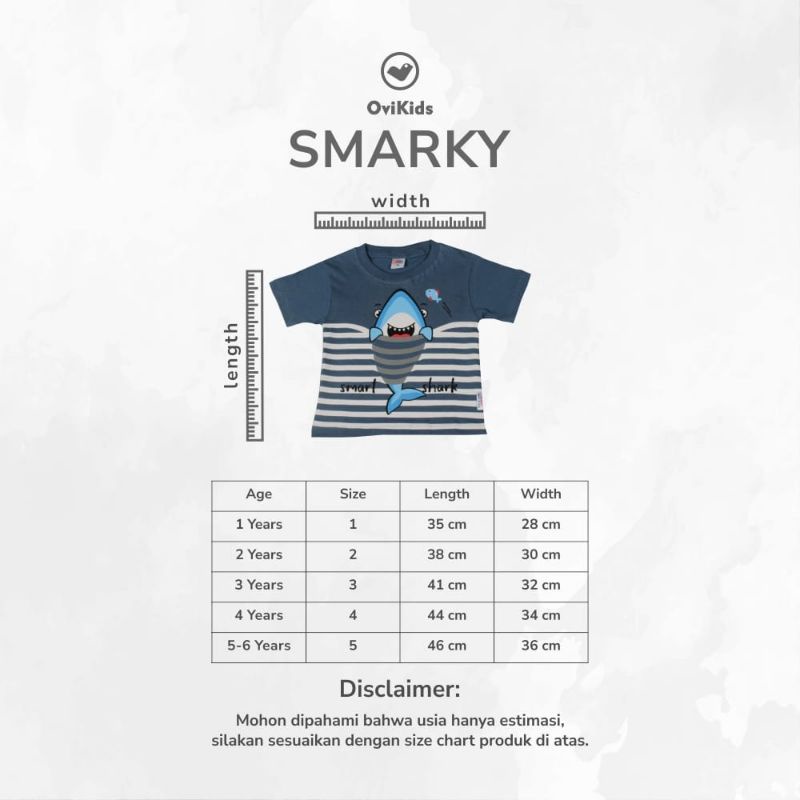 OVI KIDS SMARKY- baju anak laki laki kaos ocean smart shark printing