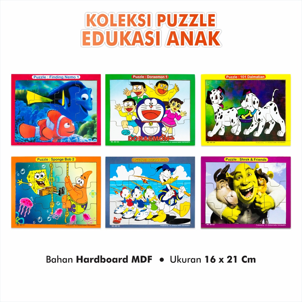 Puzzle Puzzle Kayu / Puzzle Anak Seri Kartun Populer Nemo / Doraemon / Spongebob / Avatar / Shrek / Naruto / Spiderman / Superman / Power Ranger / Ben 10