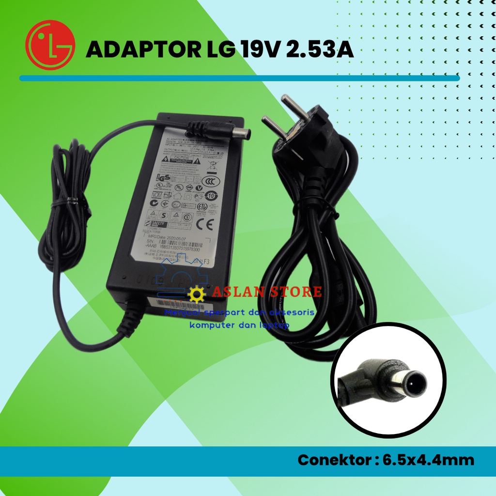 Charger Casan Adaptor Monitor LG TV LED LCD LG 19V 2.53A DA-48G19 LCAP25A PSAB-L101A + kabel power