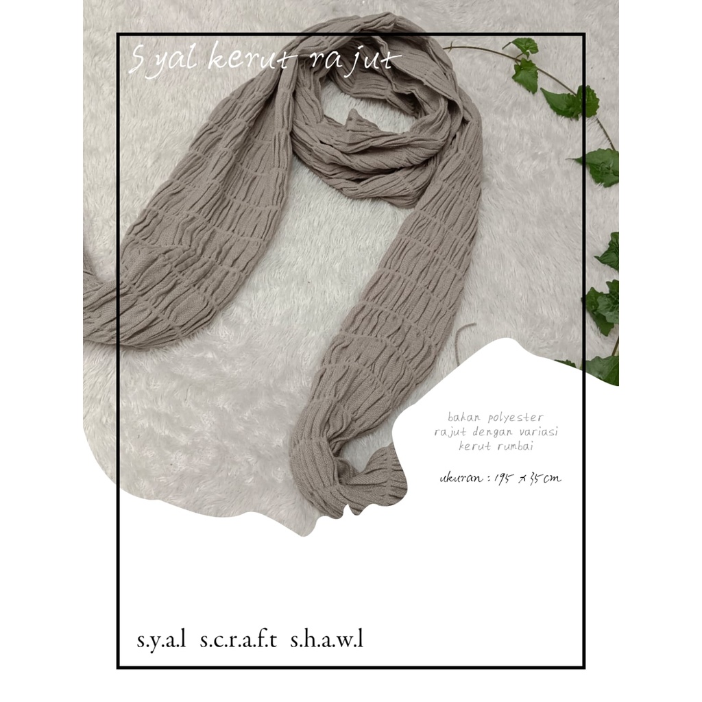 Syal Wanita Polos Kerut Rajut Bahan Knit Warna Grey | Scarf Knited | Shawl | Selendang | Souvenir Aksesoris Fashion Wanita