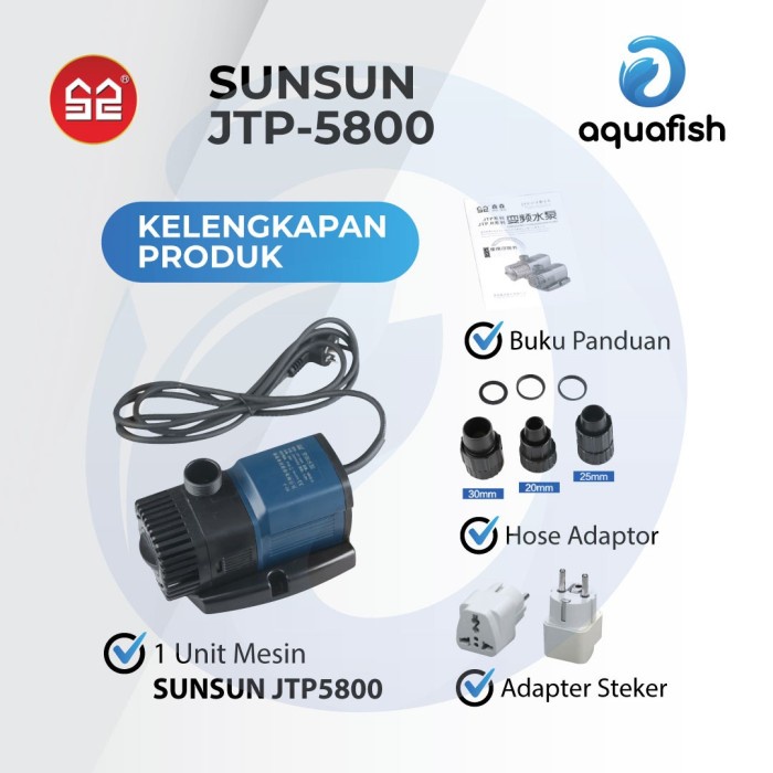 Sunsun Jtp-5800 5800 Liter/Jam 38W Original Pompa Celup Kolam Ikan