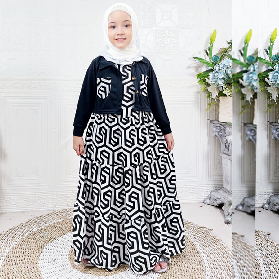 GAMIS RUFFLE PANJANG ANAK ROMPI MOANA ZARASET ADA KANTONG 2-13tahun GL FASHION