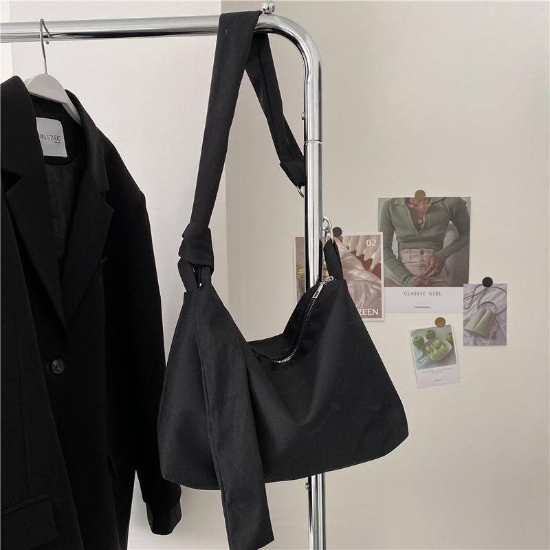 ❇☊﹊ins lazy wind student tote bag female 2022 new trendy canvas commuter shoulder bag large capacity Messenger bag