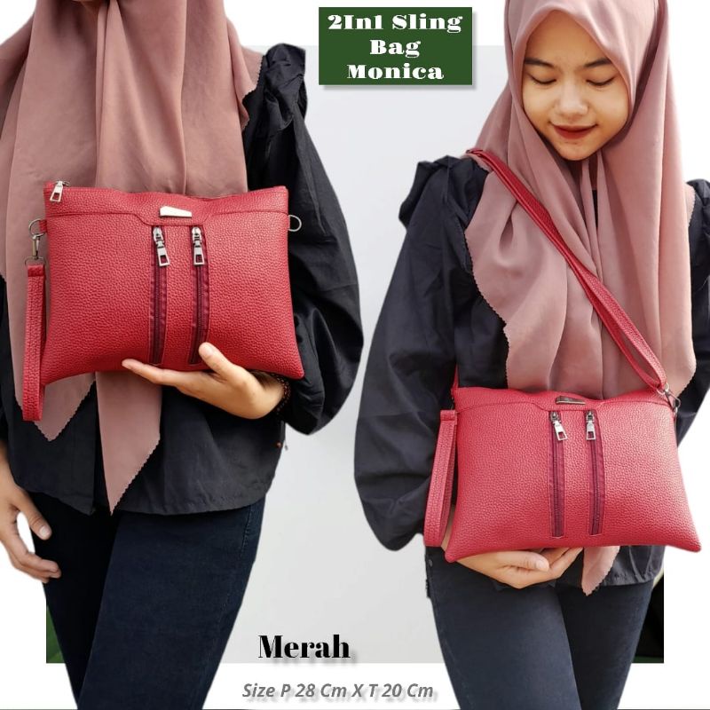 2in1 Sling bag Monica 3 ruang serbaguna