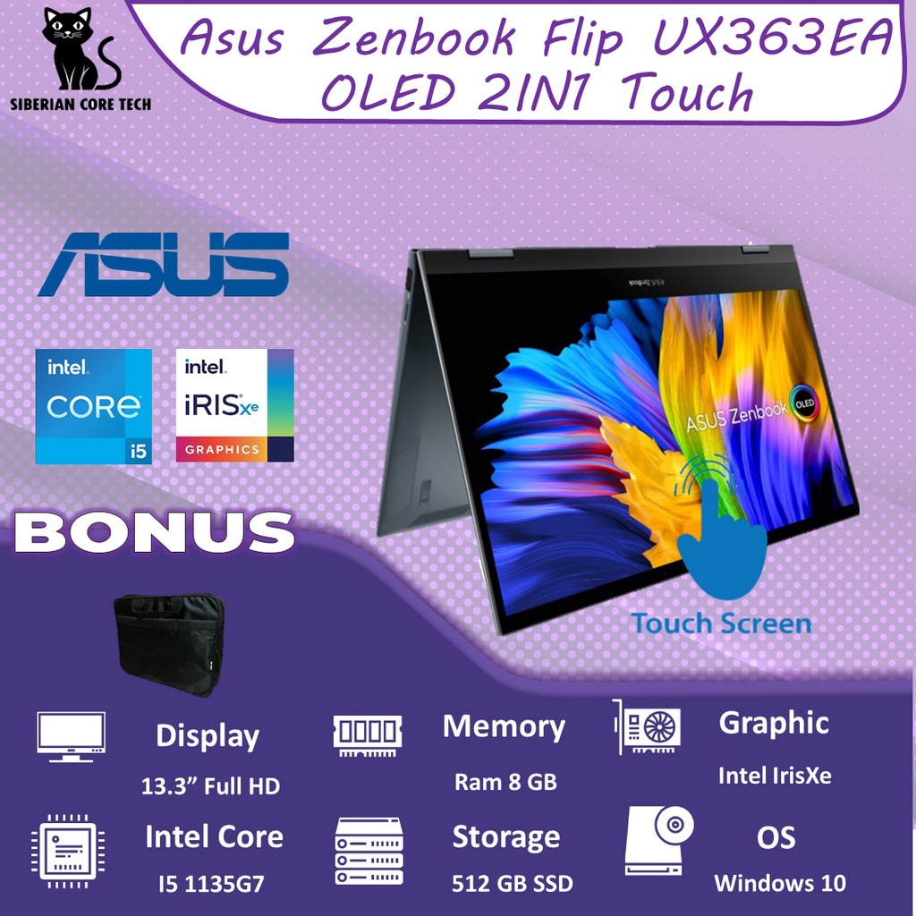 ASUS ZENBOOK FLIP UX363EA OLED 2IN1 TOUCH i5 1135G7 8GB 512SSD W10 13.3FHD