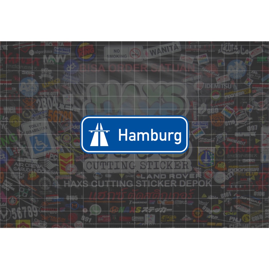 Cutting Sticker Hamburg Sign Ukuran 8.5 Cm Untuk Motor Mobil