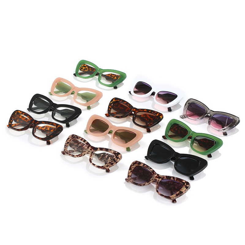 (YUZHU) Desain Mode Baru Cat Eye Color-blocking Eyeglasses Western Fashion Anti Blue Light Eyeglasses Colorful Sunshade Sunglasses