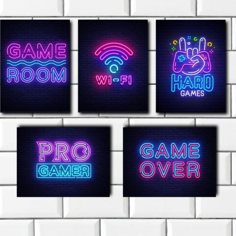 [20x30] Poster Kayu Neon Gaming Kamar Cowok Gamers / Hiasan  Dinding Keren Murah / Wall Decor Game /