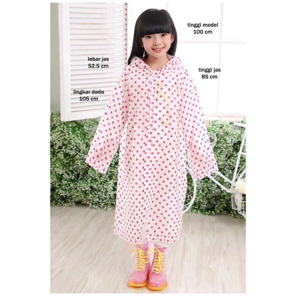 Jas Hujan Terusan Anak Eva Polkadot Model Korea kid poncho ponco kids unisex cakep