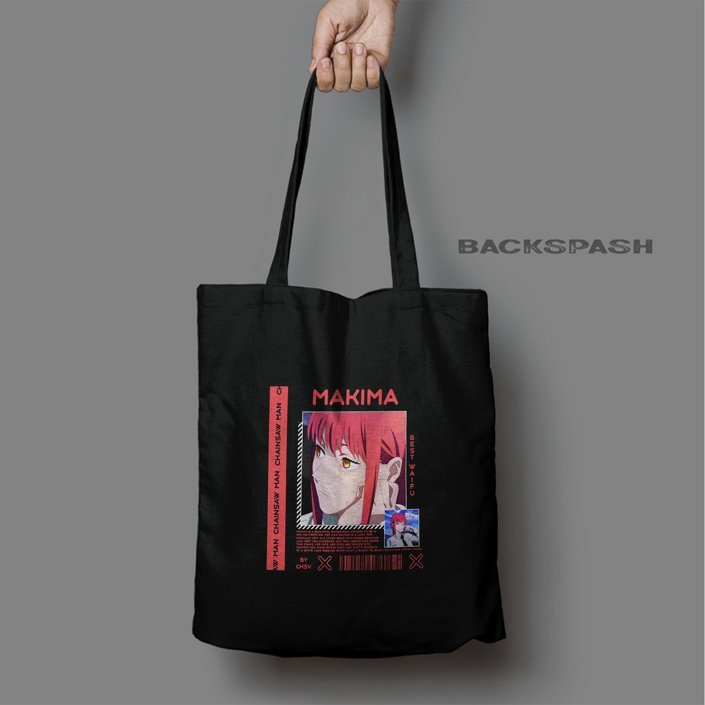 TOTEBAG ANIME CHAINSAW MAN DENJI AKI HITAM CUSTOM PRIA DAN WANITA