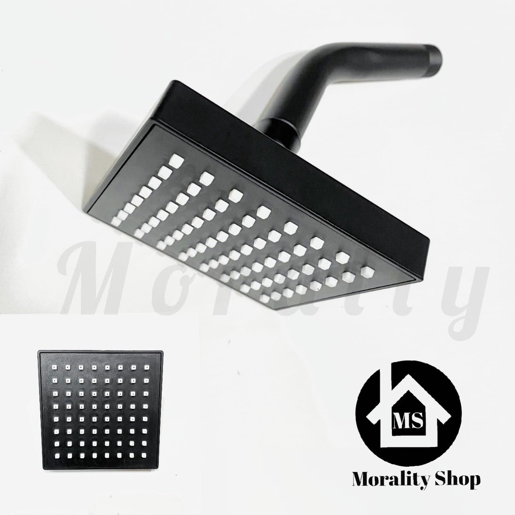 Terlaris - Shower Tanam Tembok Kotak Hitam 10Cm Shower Pancuran Mandi 4 Inch Bathroom Wall Shower