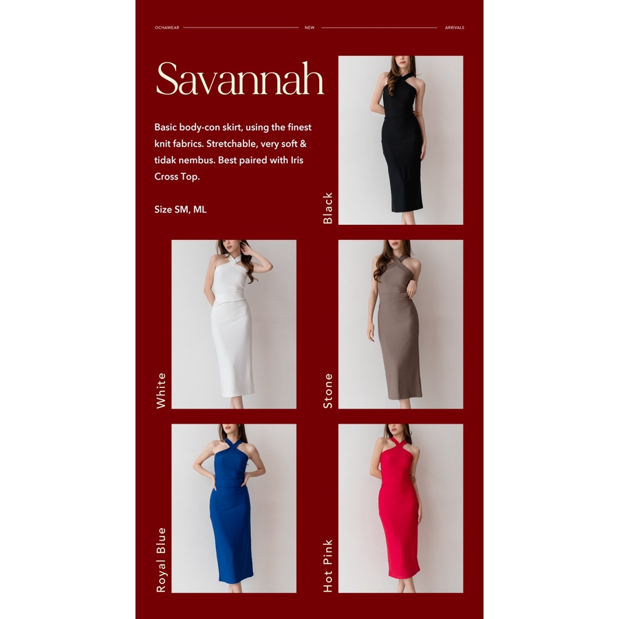 Savannah Midi Skirt -- Ocha Wear | Basic Bodycon Skirt | Rok Formal Kerja | Casual Wear Murah Berkualitas