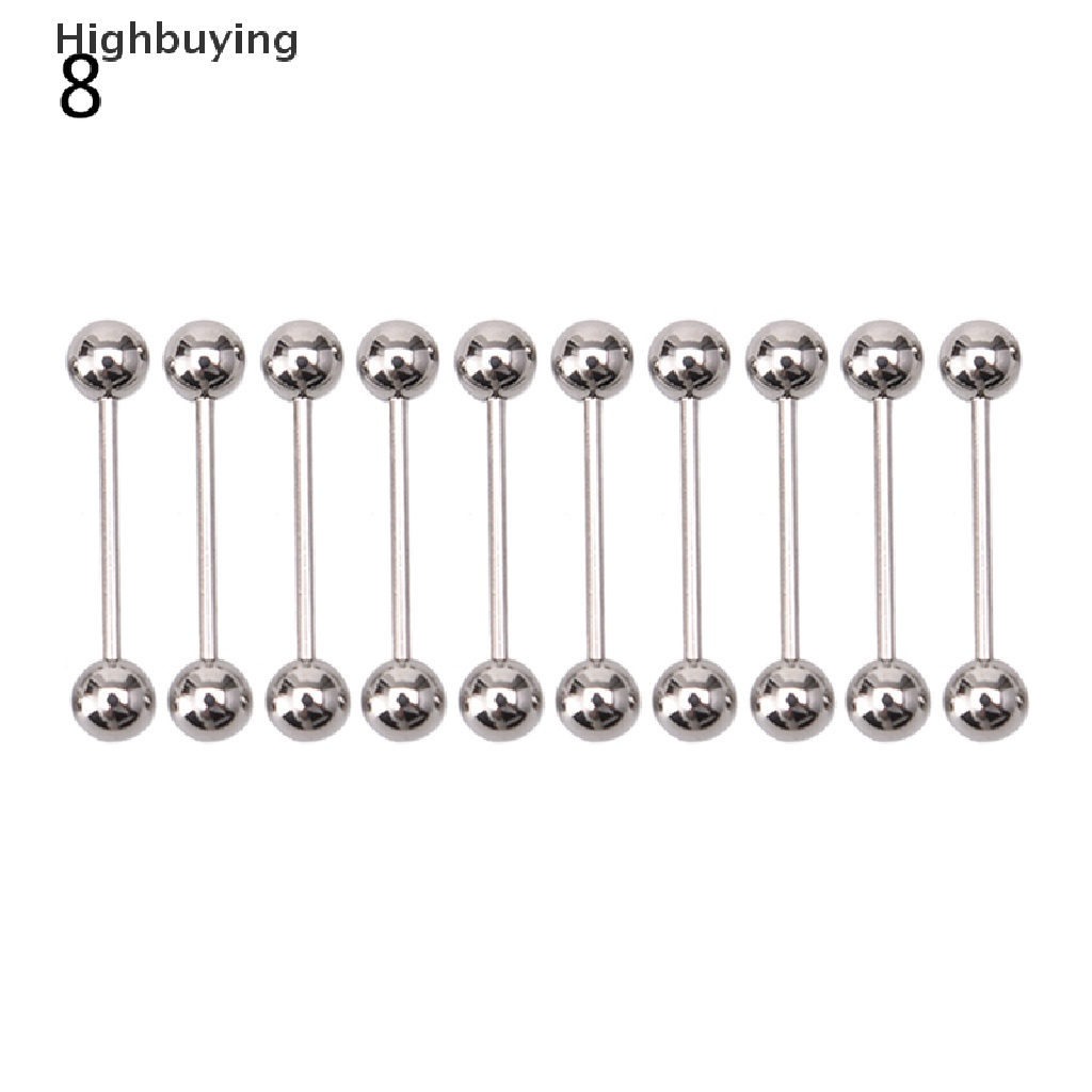 Hbid 10PCS Cincin Barbel Pentil Lidah Pusar Bola Stainless steel Bar Body Glory