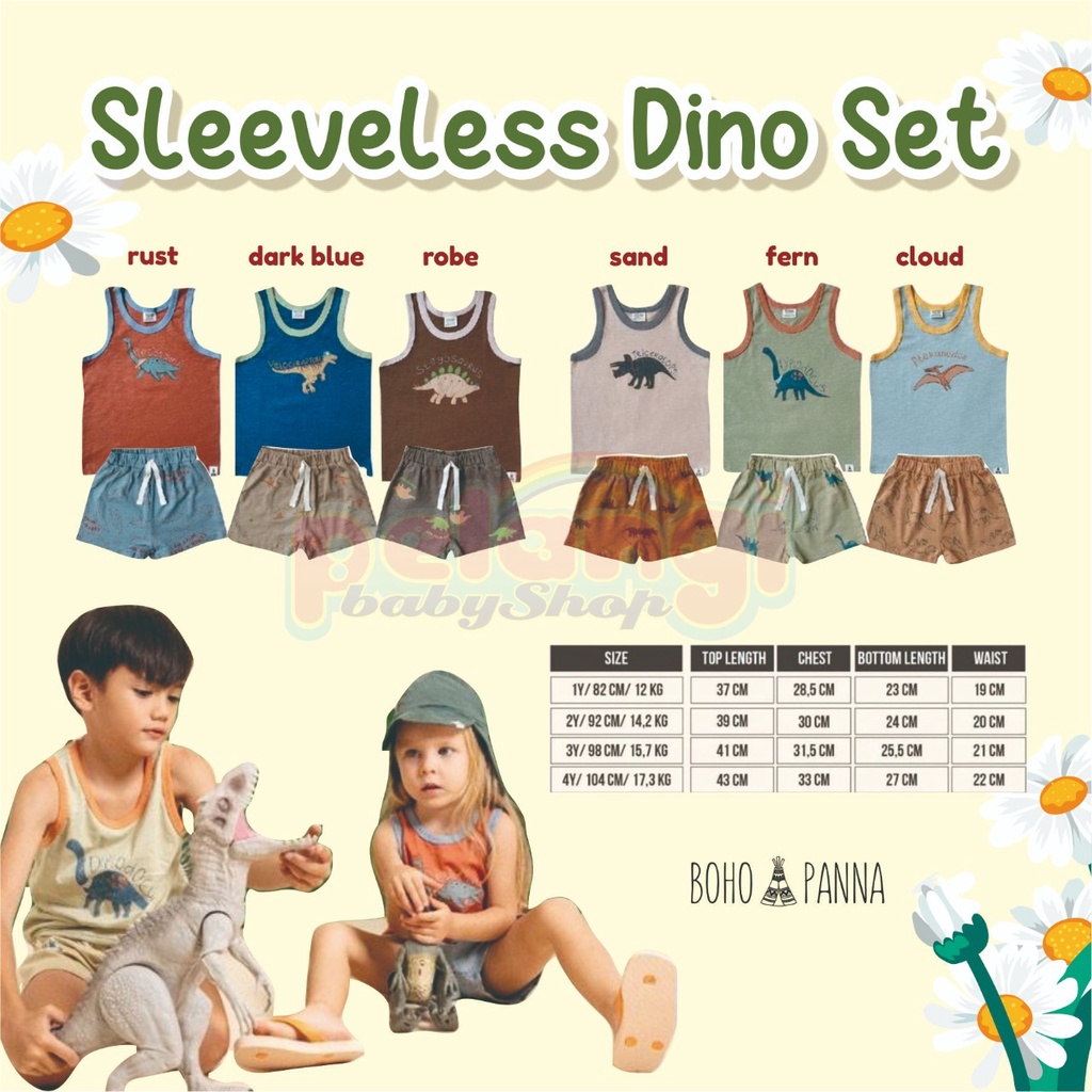 Singlet Set Dino / Sleeveless Dino Set Boho Panna | BOHOPANNA