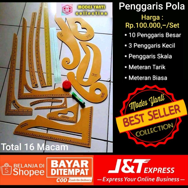 

Set 16 penggaris pola & meteran ( Free packing kardus )