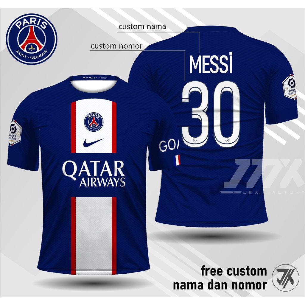 jersey psg 2023 baju bola jersey messi terbaru free custom nama nomor