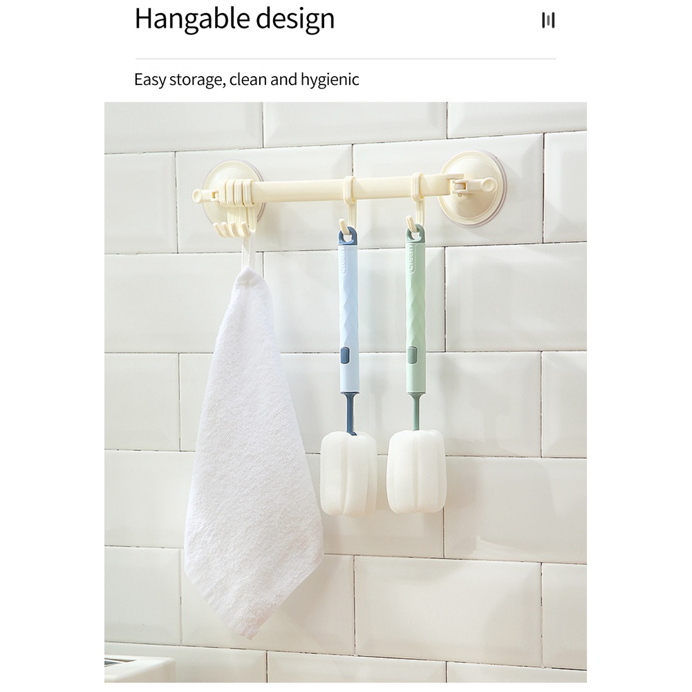 ღ Lembut Bayi Botol Sikat Cleaner Gagang Panjang Yang Dapat Dilepas Sponge Sikat Kaca Cangkir Mencuci Cleaner Alat Tidak Beracun Dapur cleaning Aksesori
