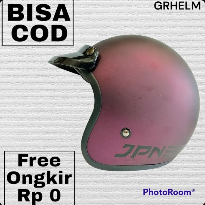 Helm bogo kaca datar ungu violet doff