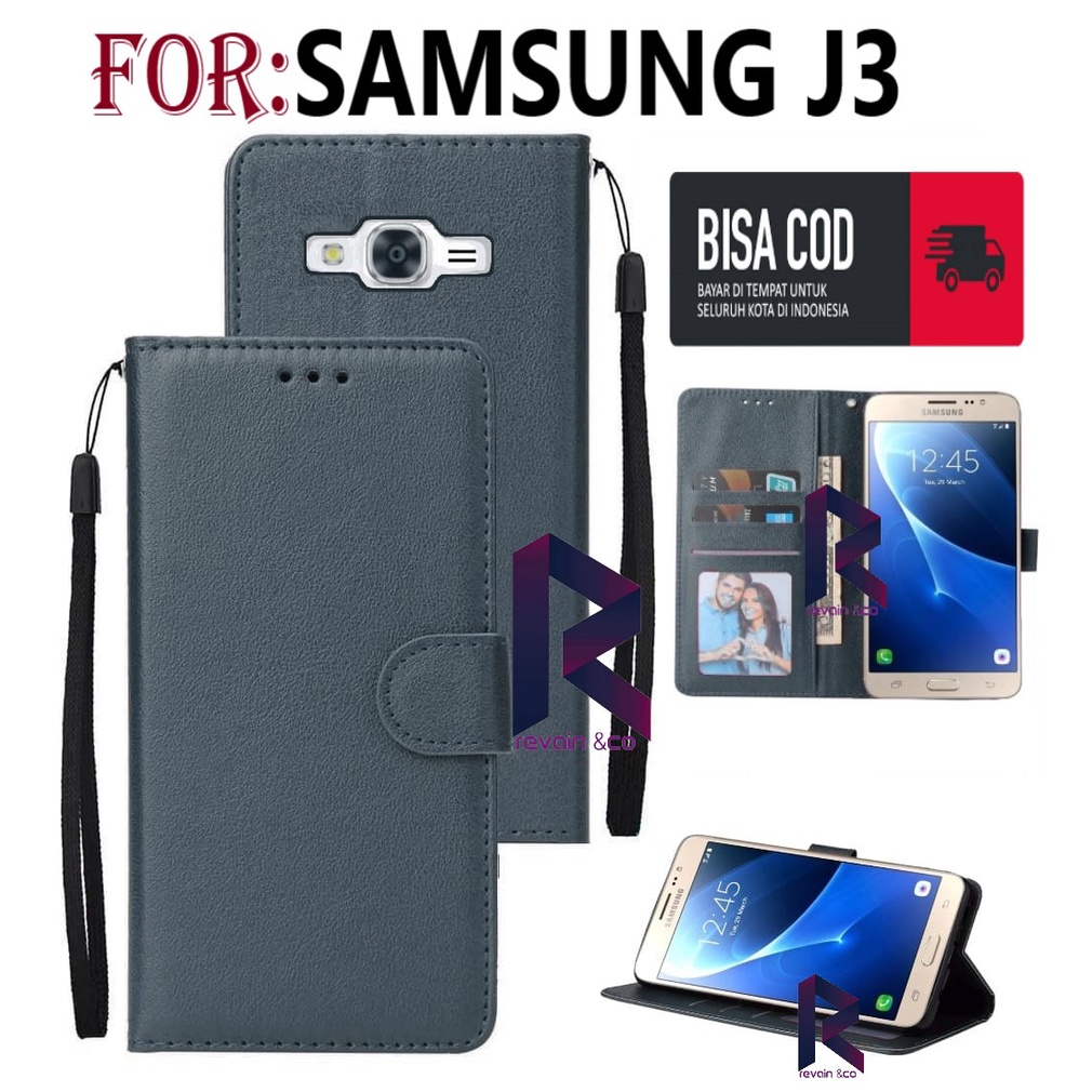 CASE SAMSUNG J3 FLIP WALLET LEATHER KULIT PREMIUM SARUNG BUKA TUTUP KESING HP FLIP CASE SAMSUNG J3