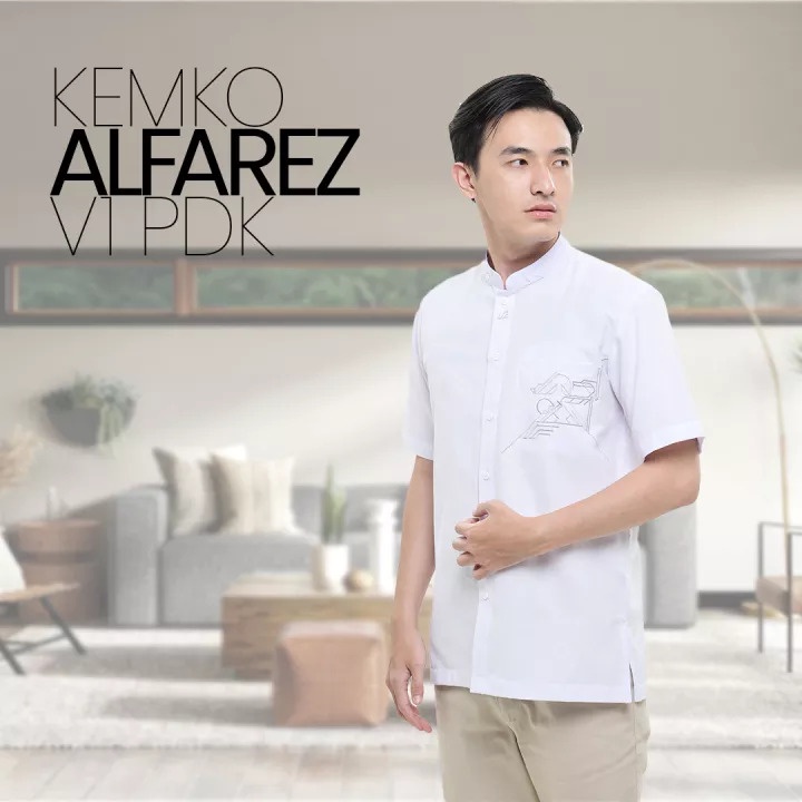 Kemko Alfarez Rabbani Kemeja Koko Rabbani Lengan Pendek Warna Putih
