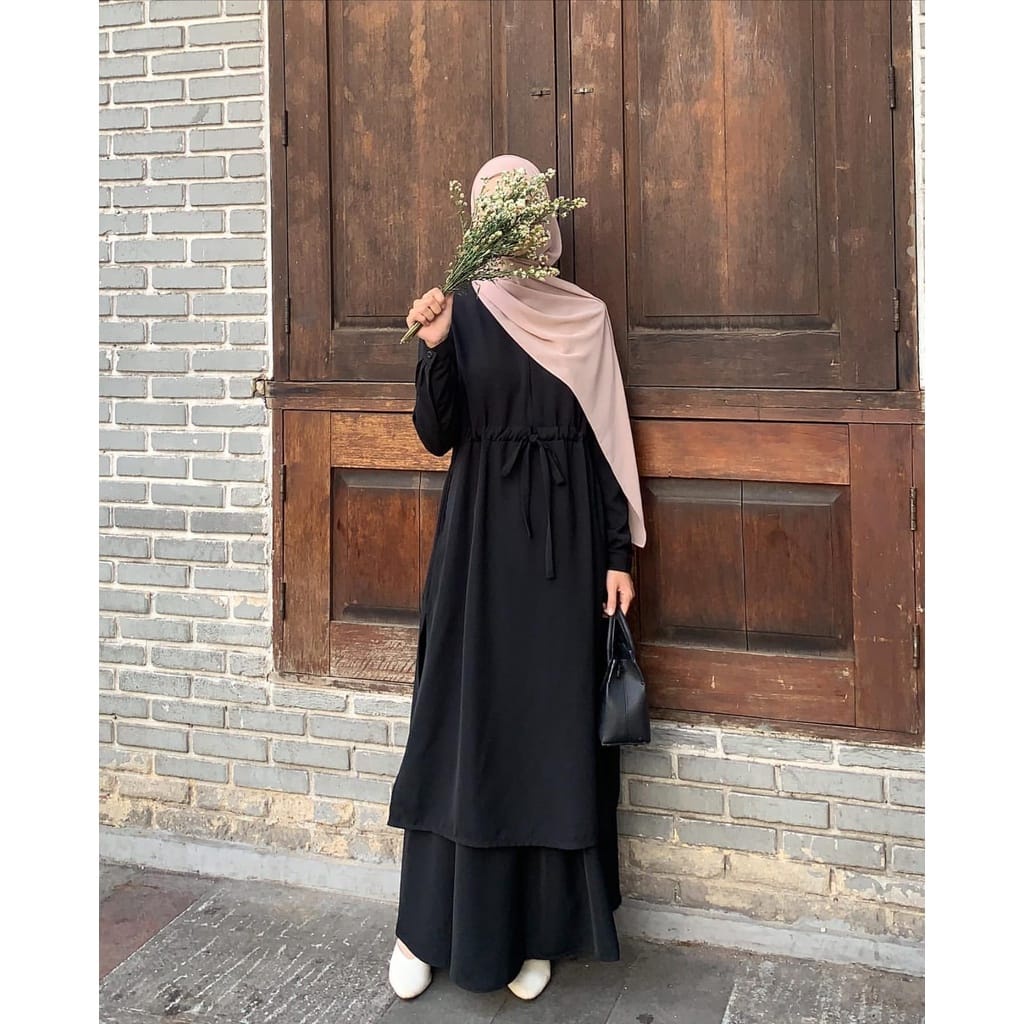 MSB371 One Set Zunaira Flare Skirt Busui Wanita Tunik Set Wolfis